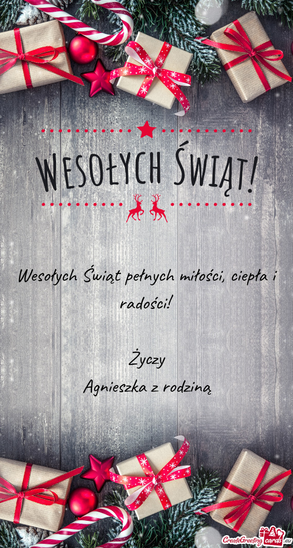 Wesołych Świąt pełnych miłości, ciepła i radości