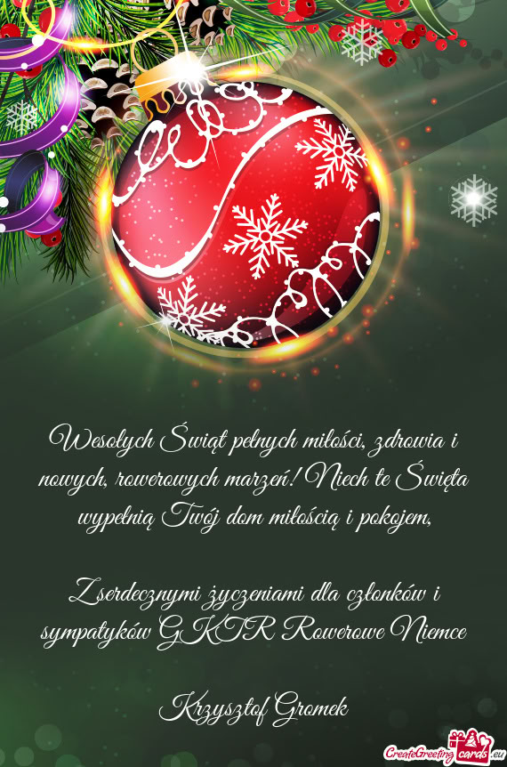 Wesołych Świąt pełnych miłości, zdrowia i nowych, rowerowych marzeń! Niech te Święta wypeł