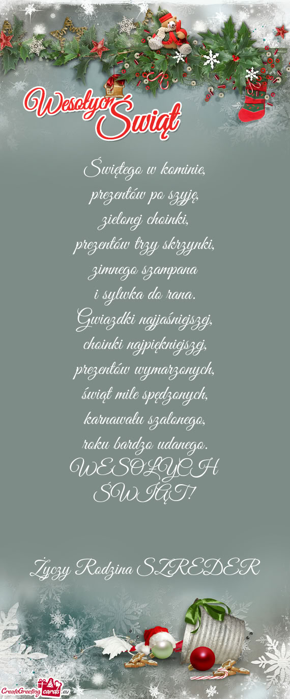 WESOŁYCH ŚWIĄT!  Rodzina SZREDER