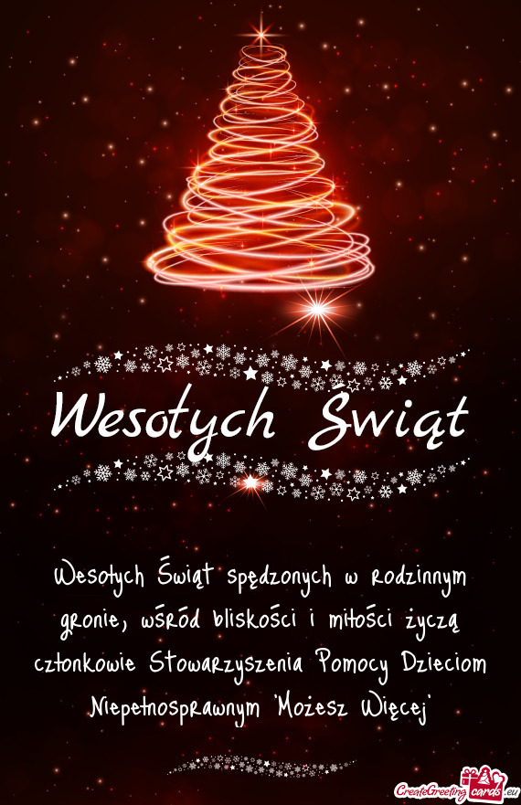 Wesołych Świąt spędzonych w rodzinnym gronie, wśród bliskości i miłości życzą członkowie