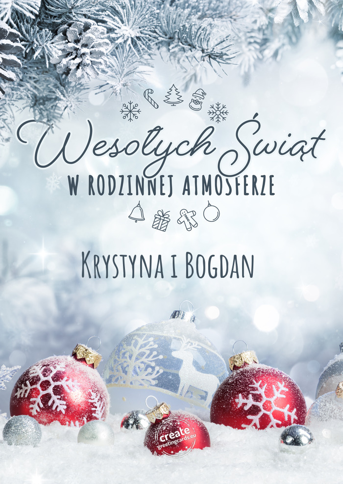 Wesołych Świąt w rodzinnej atmosferze Krystyna i Bogdan
