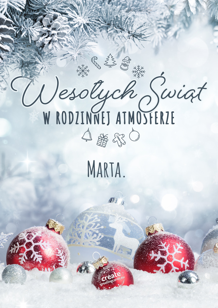 Wesołych Świąt w rodzinnej atmosferze Marta.