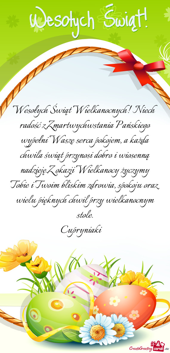 Wesołych Świąt Wielkanocnych! Niech radość z Zmartwychwstania Pańskiego wypełni Wasze serca p