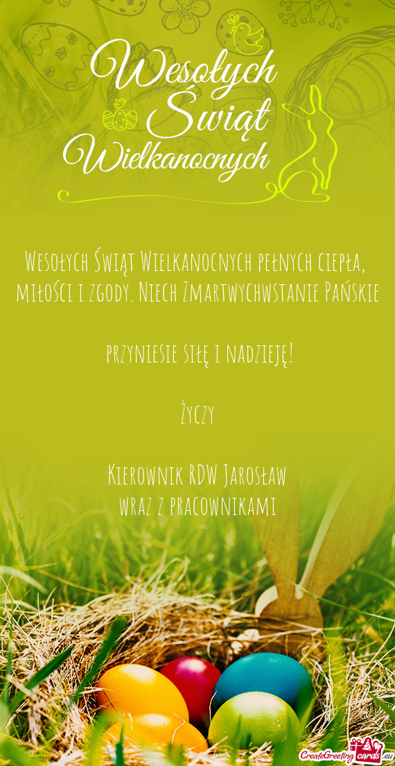 Wesołych Świąt Wielkanocnych pełnych ciepła