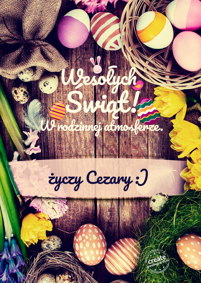 Wesołych Świąt Wielkanocnych w rodzinnej atmosferze Cezary :)
