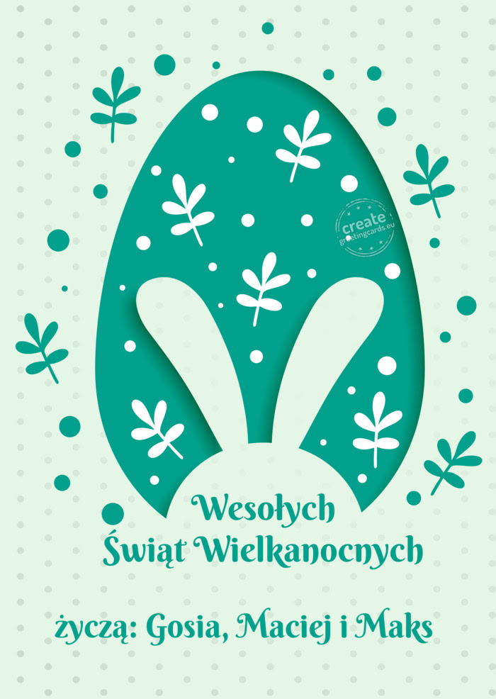 Wesołych Świąt Wielkanocnych życzą: Gosia, Maciej i Maks