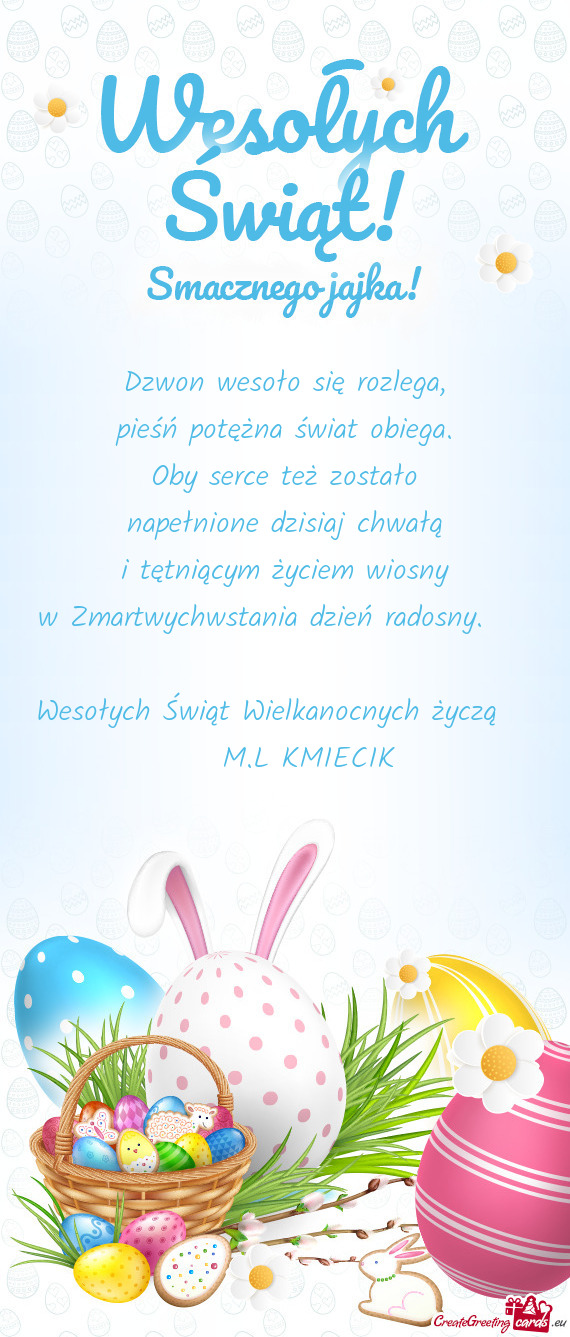 Wesołych Świąt Wielkanocnych życzą  M