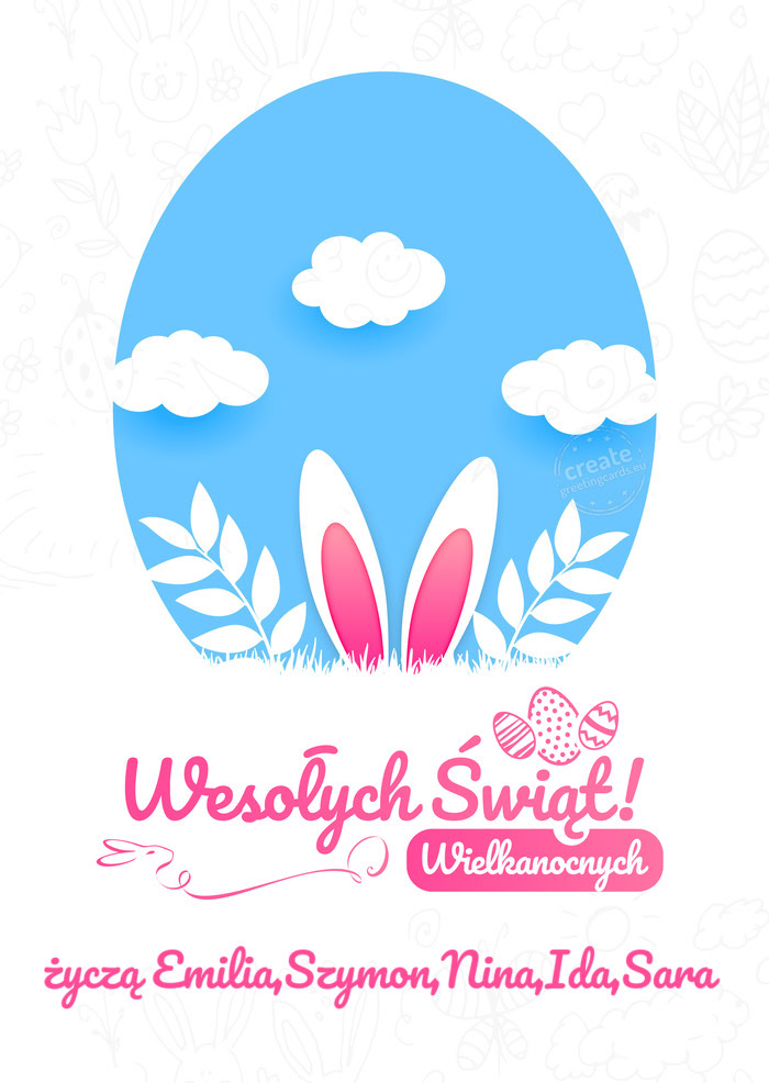 Wesołych Świąt Wielkanocnychżyczą Emilia,Szymon,Nina,Ida,Sara