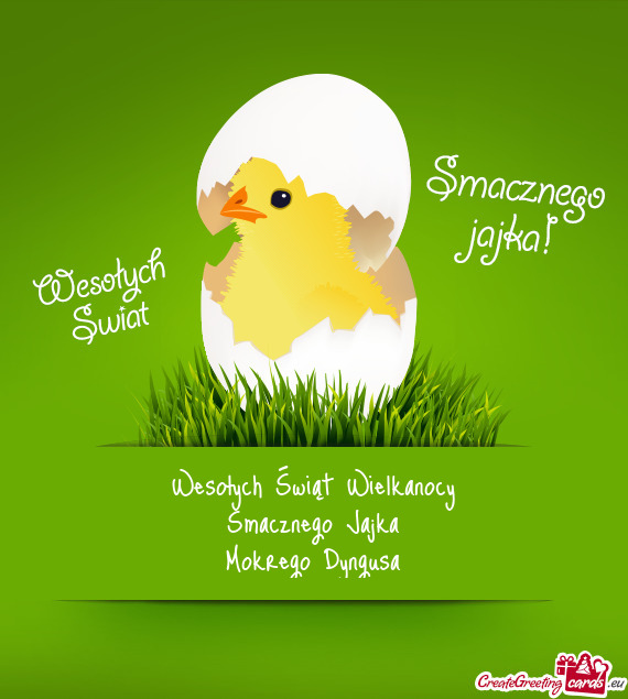 Wesołych Świąt Wielkanocy
 Smacznego Jajka
 Mokrego Dyngusa