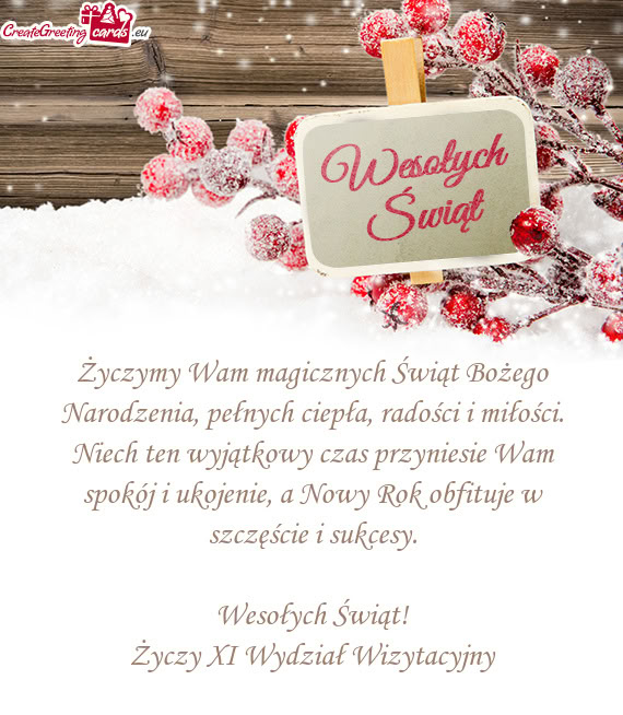 Wesołych Świąt! XI Wydział Wizytacyjny