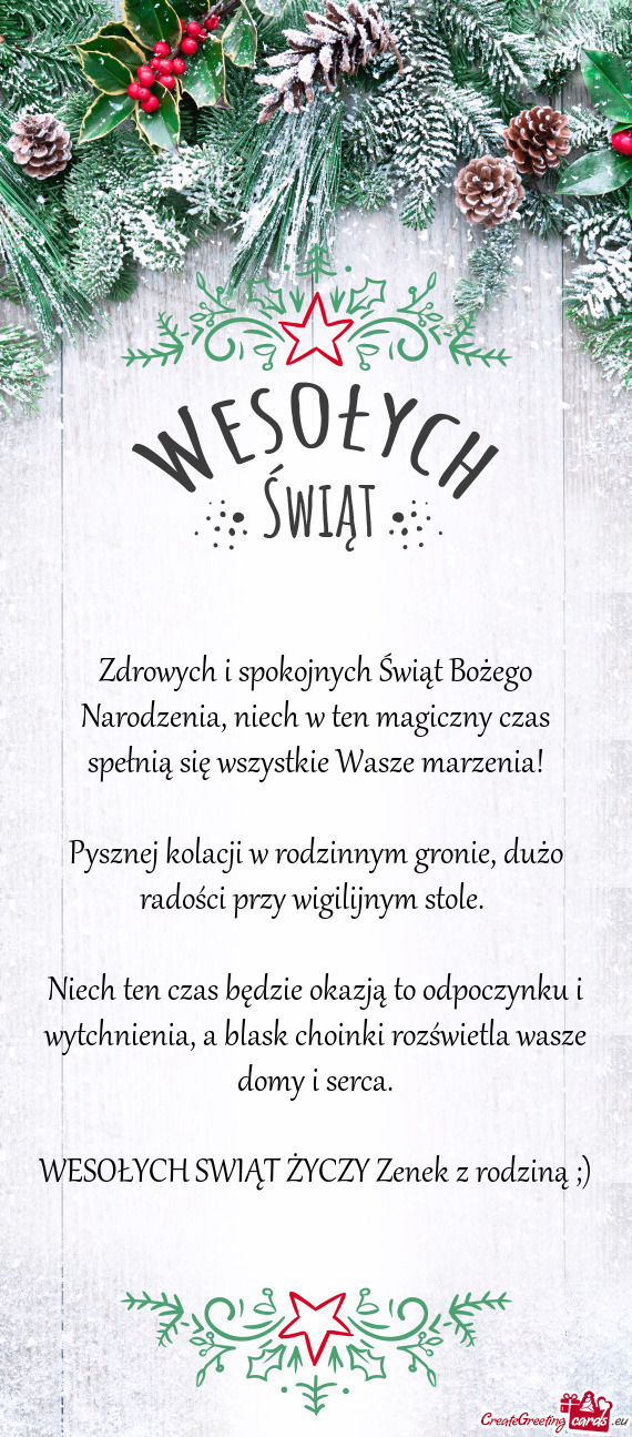 WESOŁYCH SWIĄT Zenek z rodziną ;)