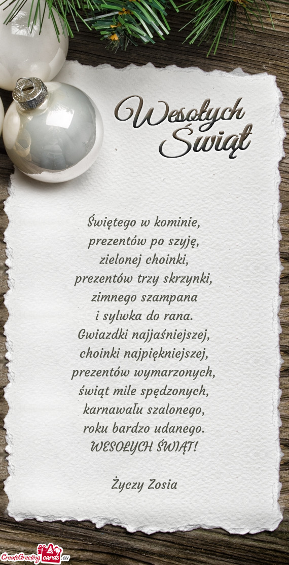 WESOŁYCH ŚWIĄT! Zosia
