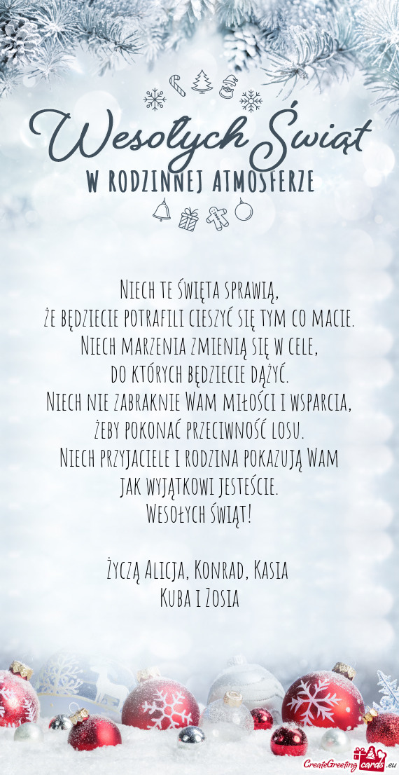 Wesołych świąt! Życzą Alicja