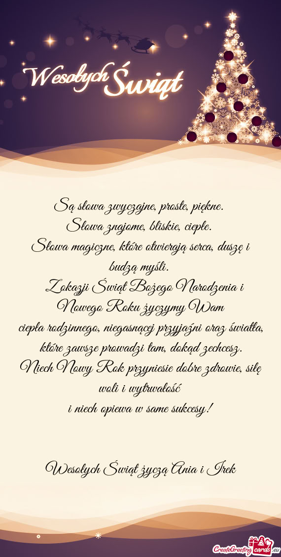 Wesołych Świąt życzą Ania i Irek