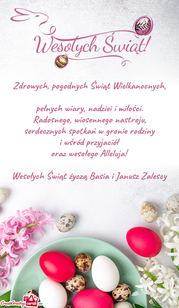 Wesołych Świąt życzą Basia i Janusz Zalescy