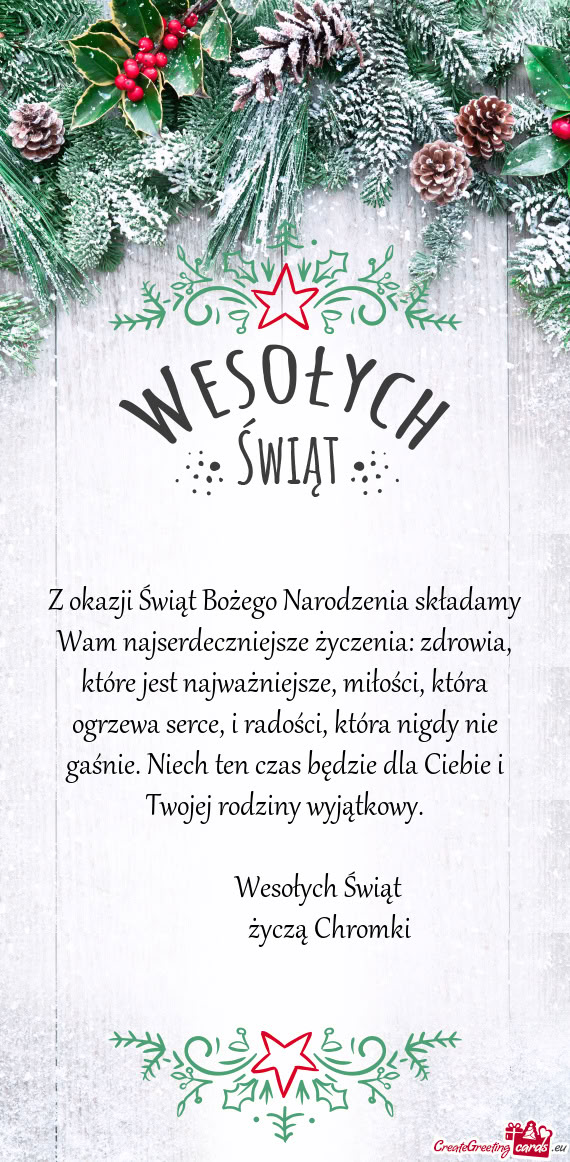 Wesołych Świąt     życzą Chromki