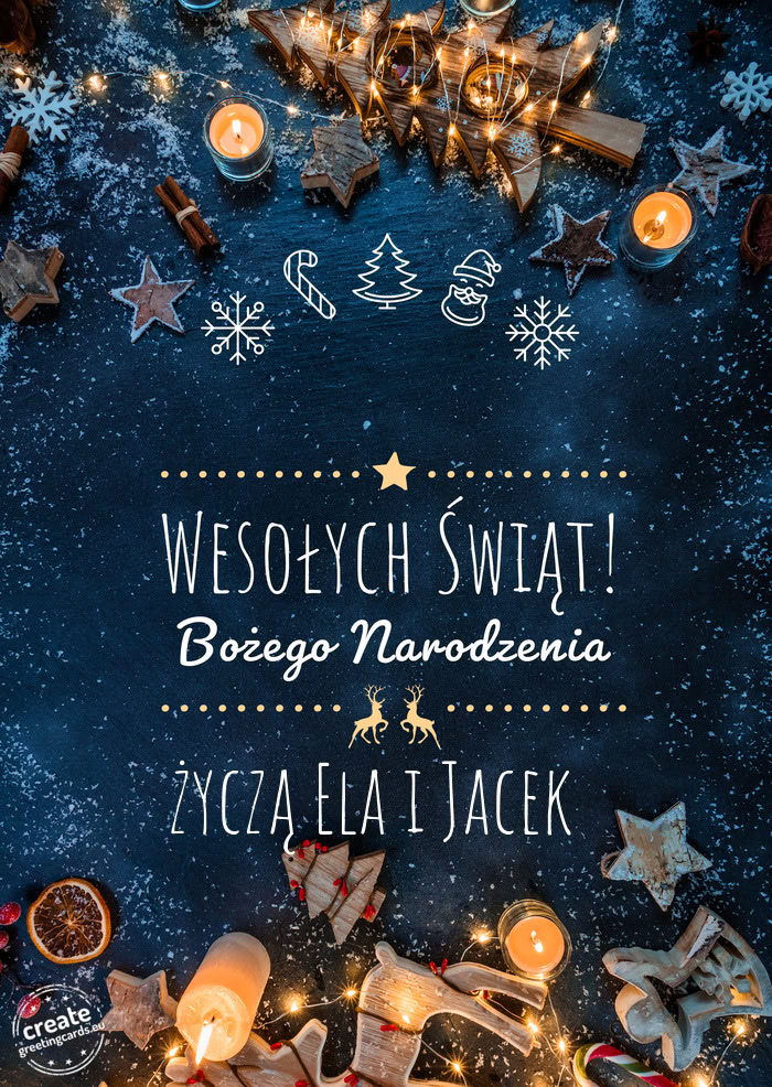 Wesołych Świąt życzą Ela i Jacek
