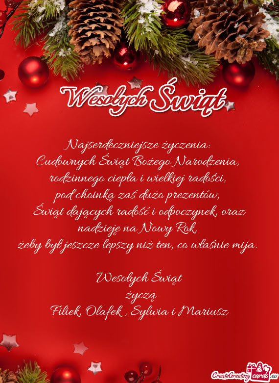 Wesołych Świąt życzą Filiek