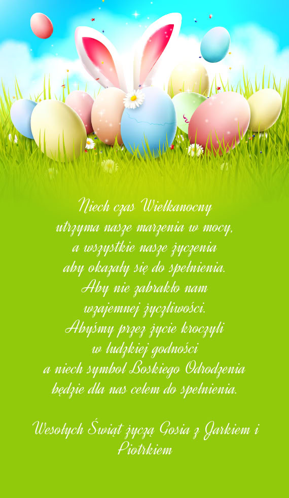 Wesołych Świąt życzą Gosia z Jarkiem i Piotrkiem