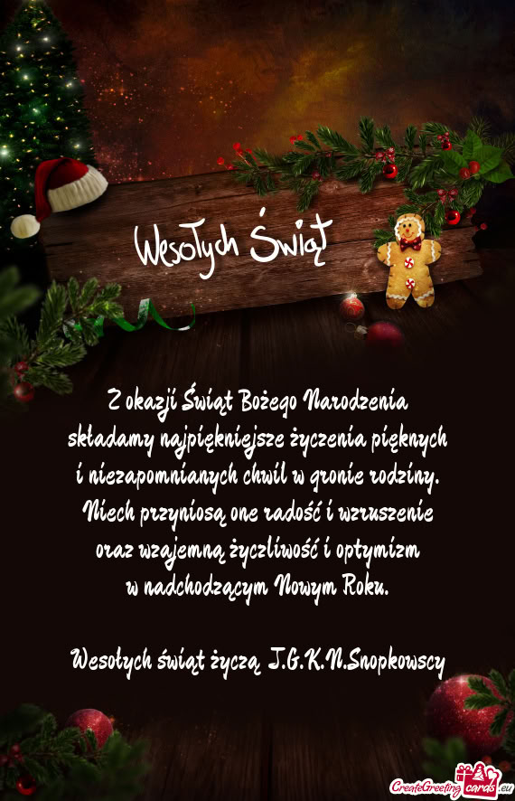 Wesołych świąt życzą J.G.K.N.Snopkowscy