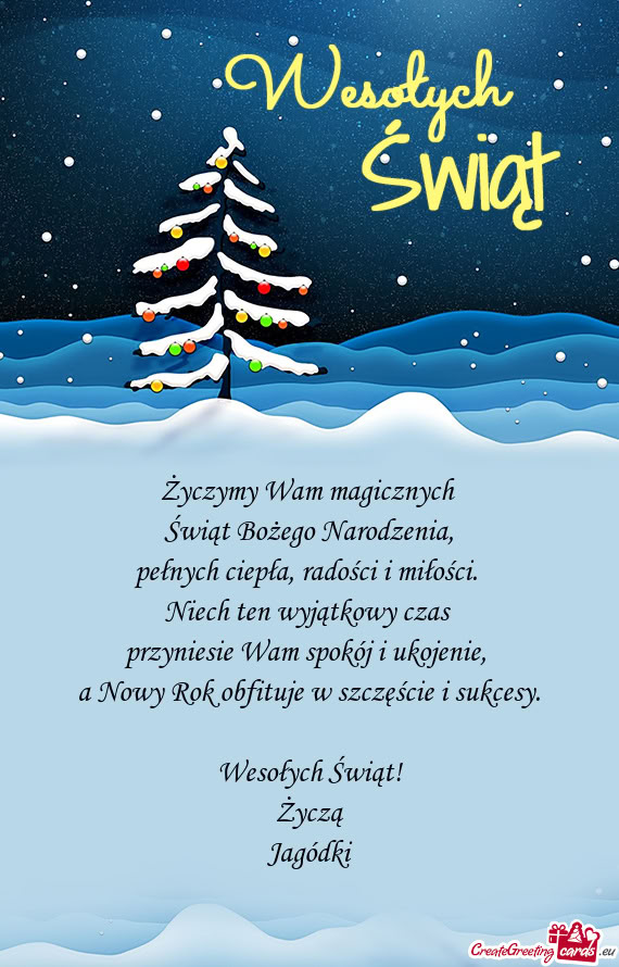 Wesołych Świąt! Życzą Jagódki