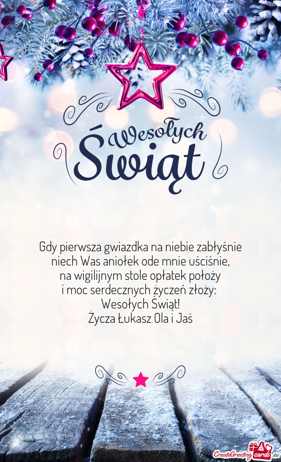 Wesołych Świąt! Życza Łukasz Ola i Jaś