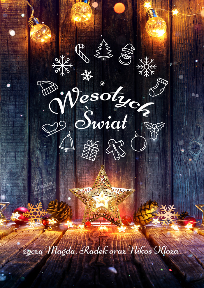 Wesołych Świąt życzą Magda, Radek oraz Nikoś Kloza