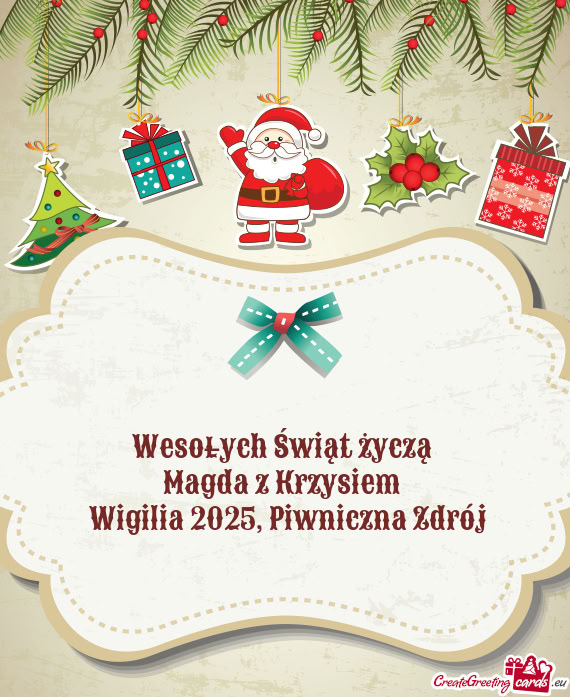 Wesołych Świąt życzą   Magda z Krzysiem   Wigilia 2025