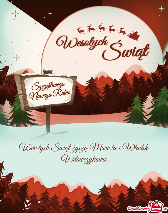 Wesołych Świąt życzą Mariola i Władek Wdowczykowie