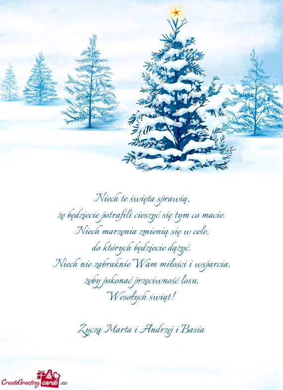 Wesołych świąt! Życzą Marta i Andrzej i Basia