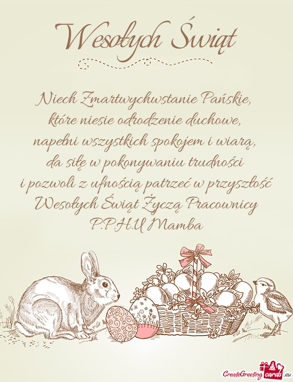 Wesołych Świąt Życzą Pracownicy P.P.H.U Mamba