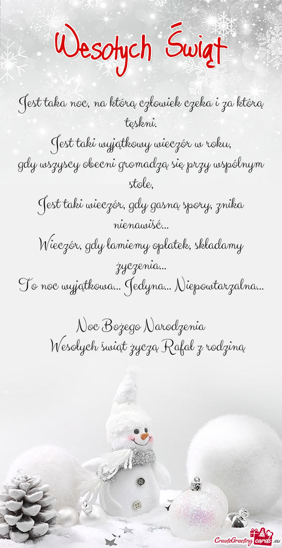 Wesołych świąt życzą Rafał z rodziną