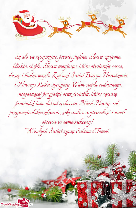 Wesołych Świąt życzą Sabina i Tomek