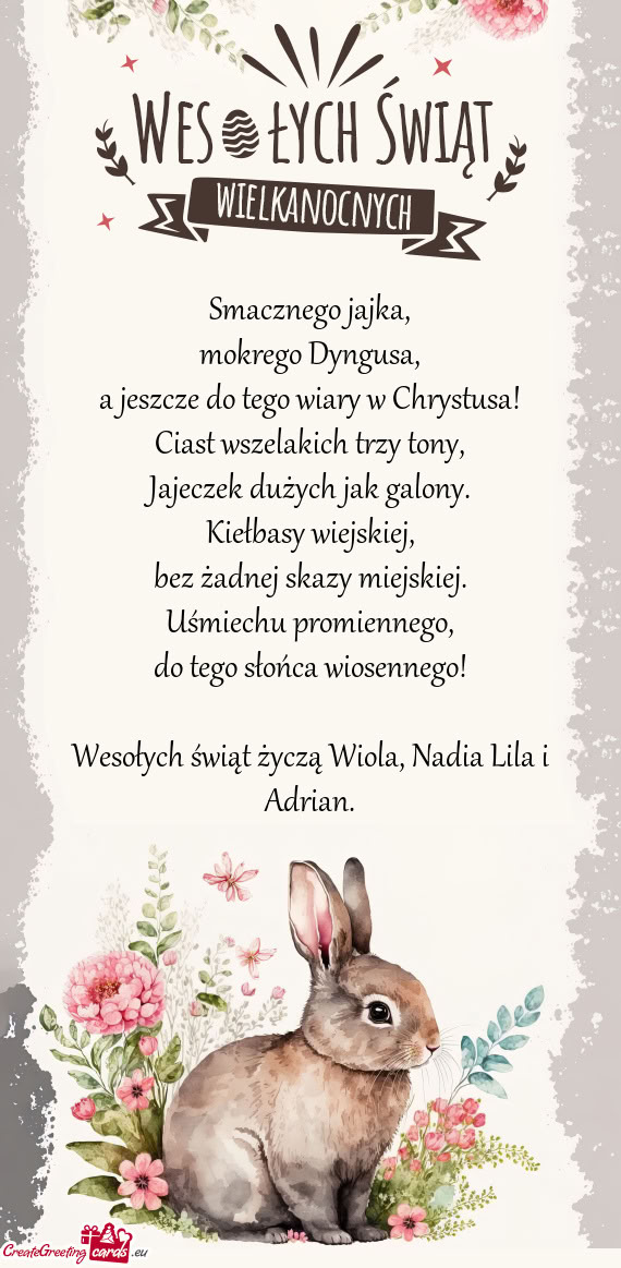 Wesołych świąt życzą Wiola, Nadia Lila i Adrian