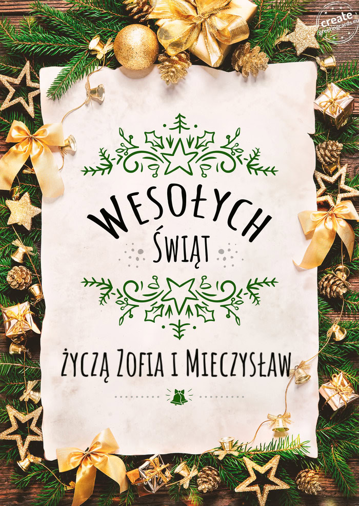 Wesołych Świąt życzą Zofia i Mieczysław