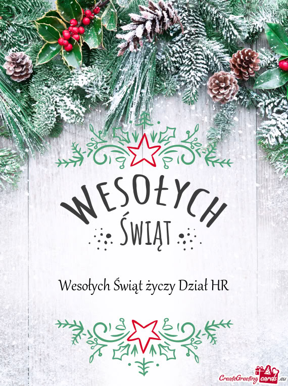 Wesołych Świąt życzy Dział HR