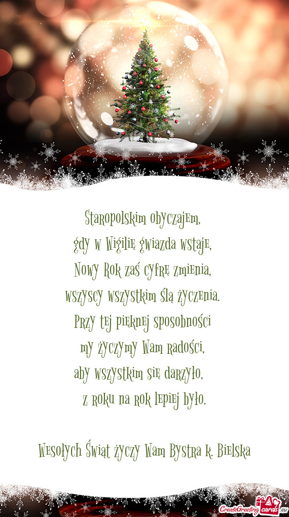 Wesołych Świąt życzy Wam Bystra k. Bielska
