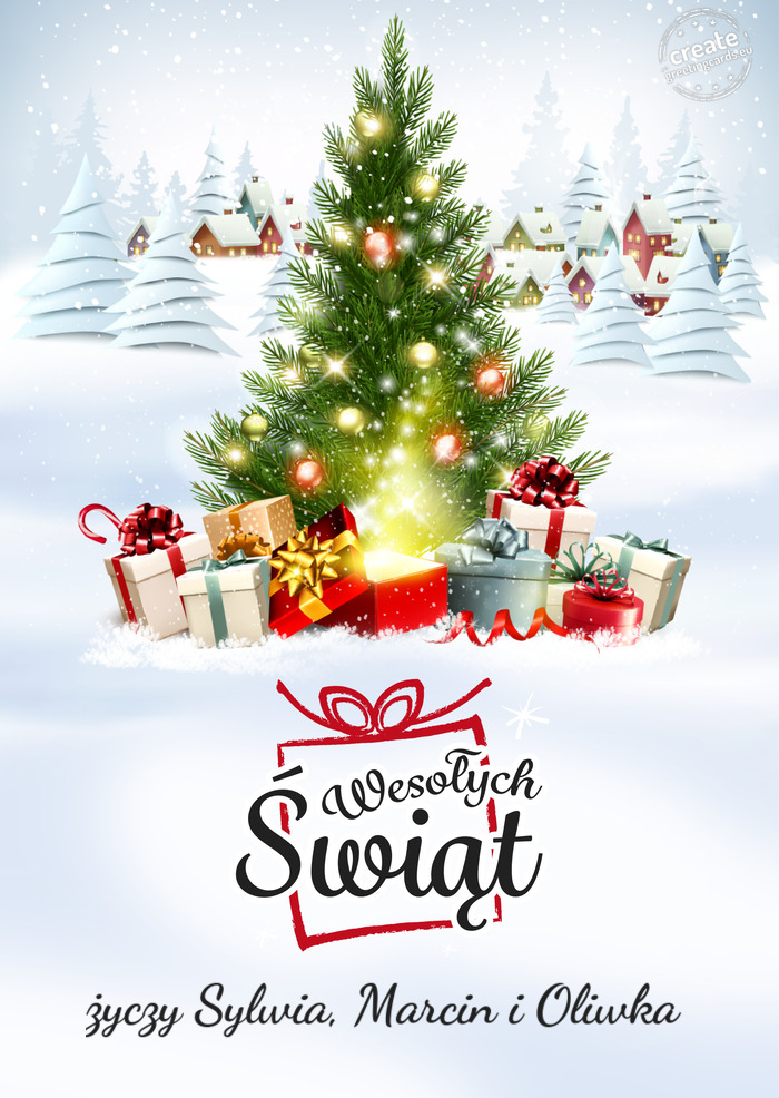 Wesołych ŚwiątSylwia, Marcin i Oliwka