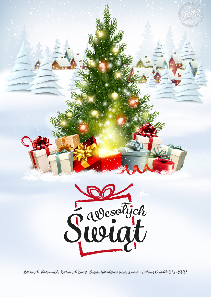 Wesołych ŚwiątZdrowych, Rodzinnych, Radosnych Świąt Bożego Narodzenia życzą, Iwona i Tadeus