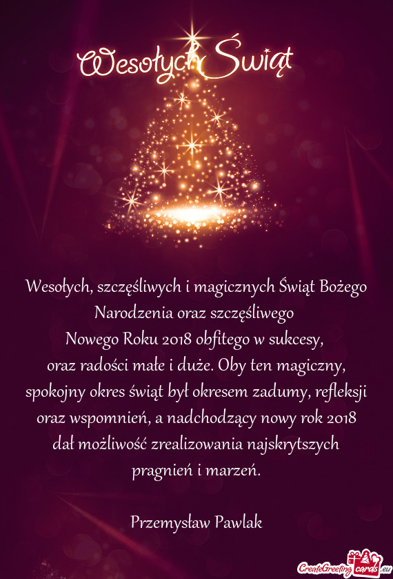 Wesołych, szczęśliwych i magicznych Świąt Bożego Narodzenia oraz szczęśliwego