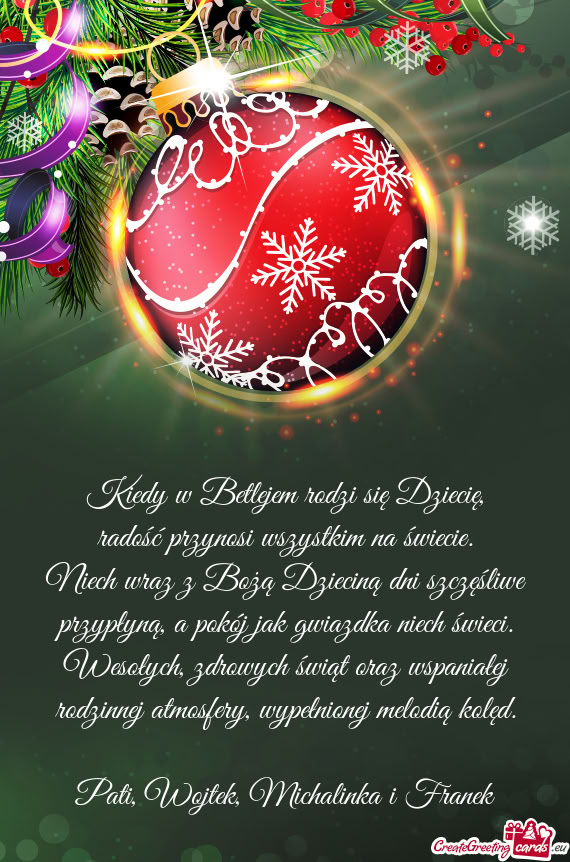 Wesołych, zdrowych świąt oraz wspaniałej rodzinnej atmosfery, wypełnionej melodią kolęd