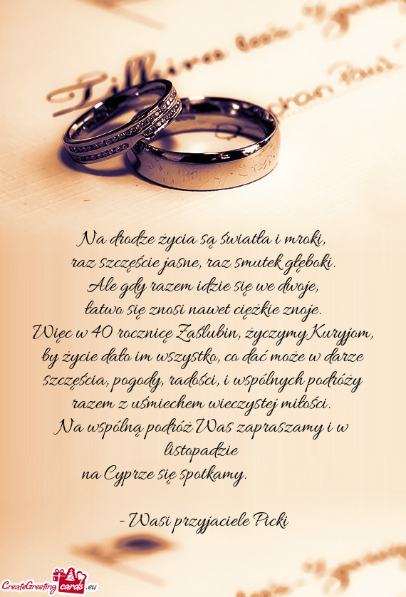Więc w 40 rocznicę Zaślubin, życzymy Kuryjom