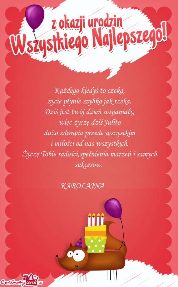 Więc życzę dziś Julito