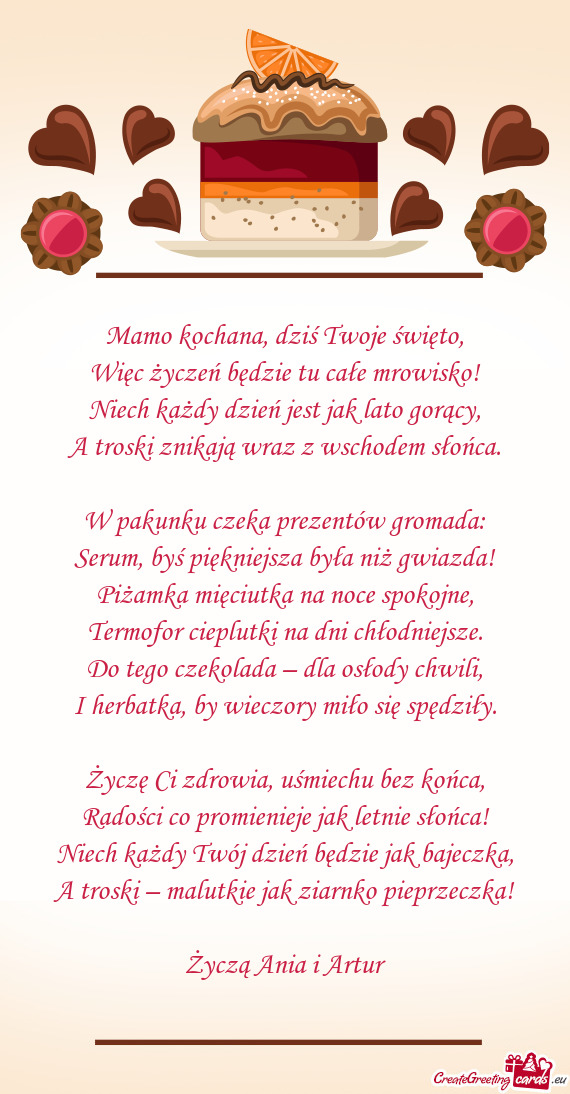 Więc życzeń będzie tu całe mrowisko