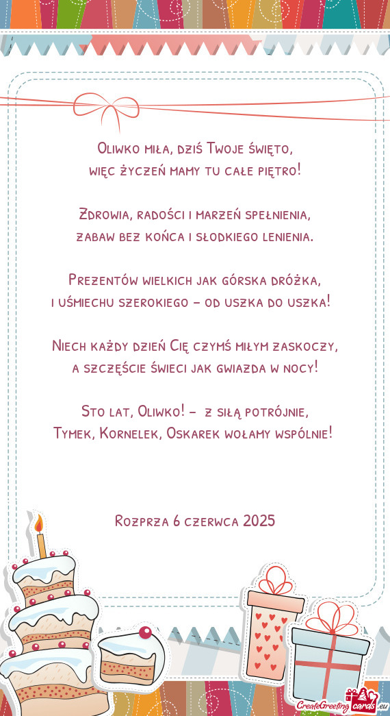 Więc życzeń mamy tu całe piętro