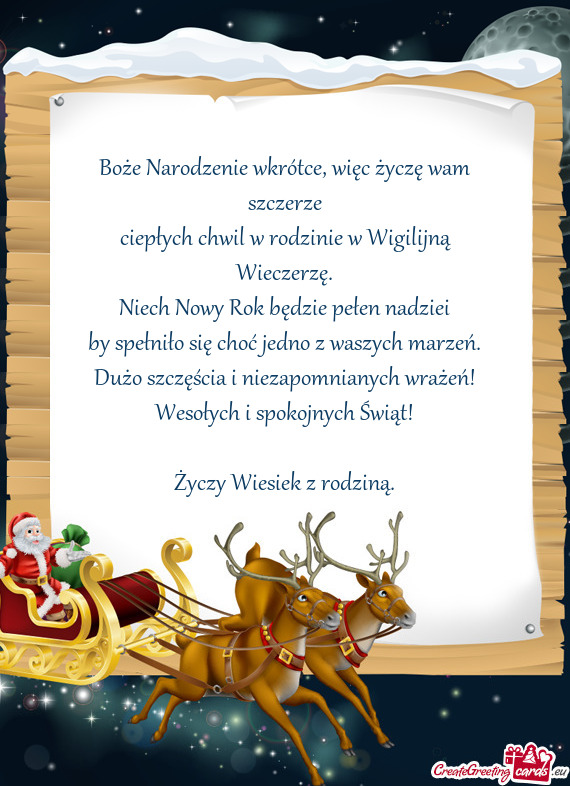 Wieczerzę. Niech