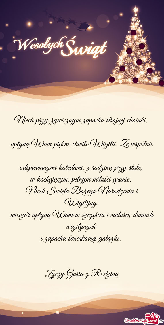 Wieczór upłyną Wam w szczęściu i radości, daniach wigilijnych