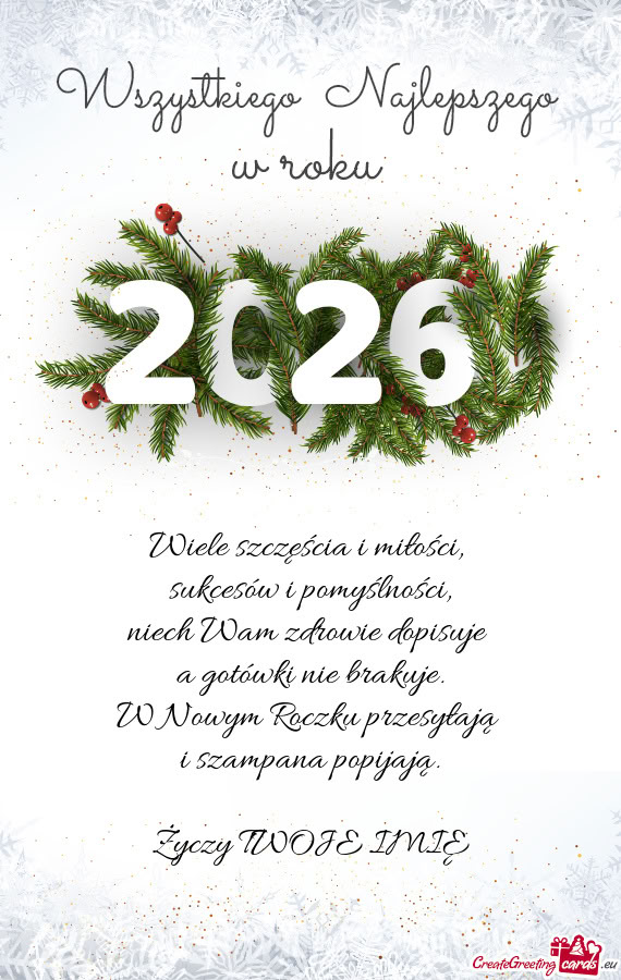 Wiele szczęścia i miłości,   sukcesów i pomyślności,  niech Wam zdrowie