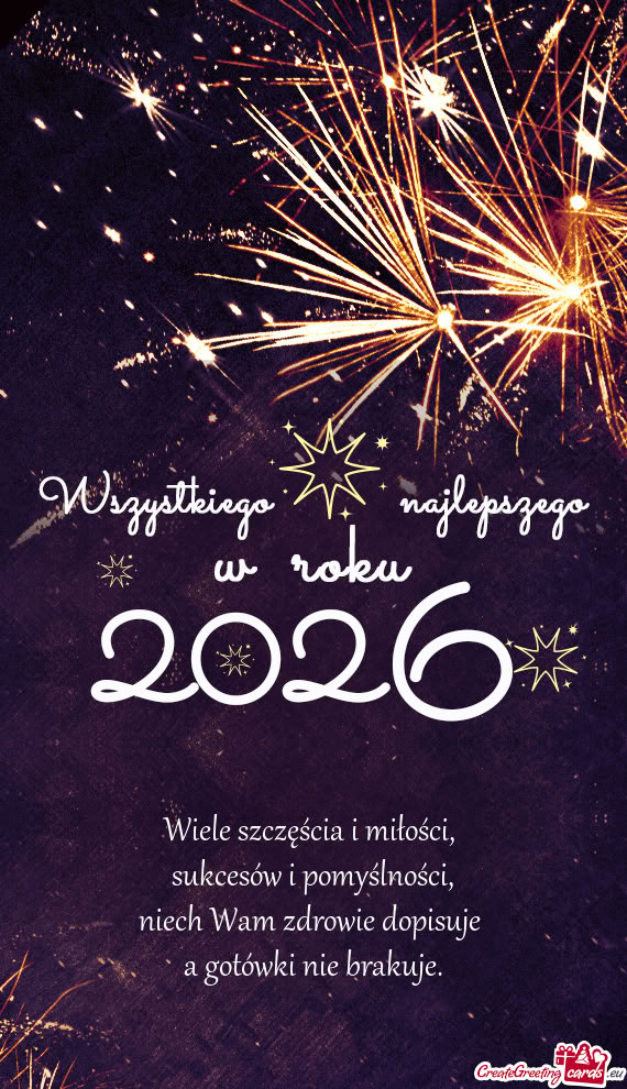 Wiele szczęścia i miłości,   sukcesów i pomyślności,  niech Wam zdrowie