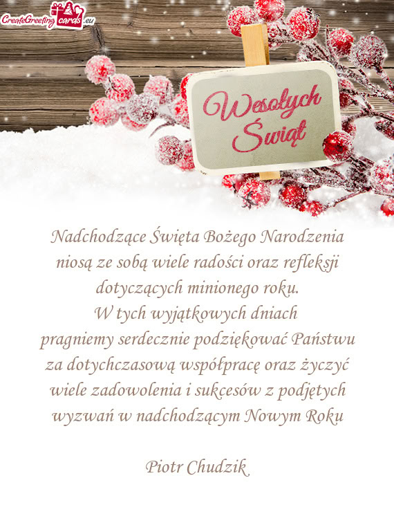 Wiele zadowolenia i sukcesów z podjętych wyzwań w nadchodzącym Nowym Roku